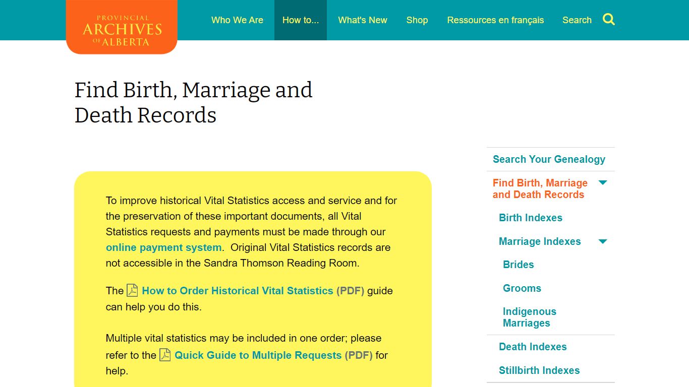 Find Birth, Marriage and Death Records - Provincial Archives of Alberta