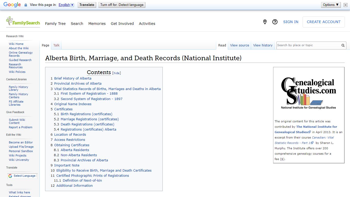 Alberta Birth, Marriage, and Death Records (National Institute)